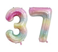 Guoguonb 40 Inch Number 37th Birthday Decoration Giant Inflatable Helium Foil Balloon Number 37 Balloons Personalised Design Balloon for Memorial Day Birthday Decoration (Rainbow)