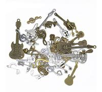 Guoguonb 40 Pieces Retro Music Pendant Jewellery Antique Steampunk Sheet Music Metal Pendant Guitar Piano Charm Pendant for Music Lovers Jewellery Craft Bracelet Necklace（Mix）