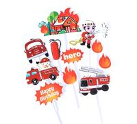 Guoguonb 5 Sets Fireman Cake Decoration Theme Fire Fighting Cake Topper Fire Extinguisher Cupcake for Themes Children's Birthday Party Decoration