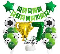 Guoguonb 7 Year Football Birthday Decorations Happy Birthday Banner Number 7 Balloon Champions' Trophy Football Foil Balloon for Kids Football Theme Party Children's 7st Birthday Party Decoration
