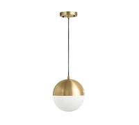 GUOGUOSM 1-Light Modern White Globe Glass Pendant Light Fixtures,Plating Brass and Glass Chandelier Ceiling Lamp,Gold Pendant Lighting for Kitchen Island Dinning Room