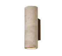 GUOGUOSM 9In Cylindrical Natural Stone Wall Light, Wabi Sabi Style Wall Lamp, E26 Screw Yellow Travertine Wall Sconce, Dressing Table Bedroom Entrance Decorative Lighting Fixtures