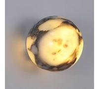 GUOGUOSM Natural Alabaster Wall Light, Creative Globe Marble Wall Lamp, Modern Minimalist Style Indoor Wall Sconce,Dressing Table Bedroom Entryway Decorative Lighting Fixtures.