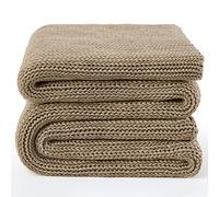 Guohaoi Knitted Weighted Blanket(Beige 60"x80" 15lbs),Home Décor Cooling Throw Blanket ,Hand Made Chunky Knit Heavy Blanket for Adults Use on Queen/King Size Bed