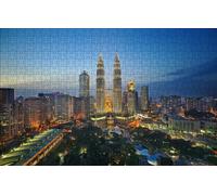 GUOHLOZ 1000 Piece Jigsaw Puzzles for Adults Kids - Jigsaw Puzzles for Adults 1000 DIY Puzzle Toys,Park,Malaysia,Kuala Lumpur,Petronas Twin Towers,75x50cm