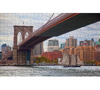 GUOHLOZ 1000pc Jigsaw Puzzle - Every Piece is Unique - Challenging Adult Family Fun Game Bridge,Strait,New York,Brooklyn Bridge,Manhattan,75x50cm