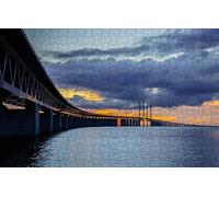 GUOHLOZ Jigsaw Puzzles for Adults 1000 Piece Landscape Jigsaw Puzzles for Adults Gifts Sweden,Öresund Bridge,Skane,75x50cm