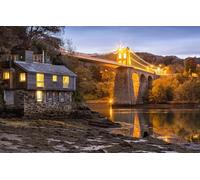 GUOHLOZ Personalised Jigsaw Photo Custom Jigsaw Puzzle 1000 pc Wooden Puzzle Personalized Gift, Strait, England, Menai Bridge, Menai Strait, Landscapes, 75x50cm