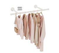 GUOHNHE Industrial Pipe Clothes Rail, Metal Garment Rack Wall Mounted, Heavy Duty Retro Wardrobe Pole, Clothing Hanger, Suitable for Bedrooms, Living rooms, 77 cm, White, 1 Pack, SG77W-1