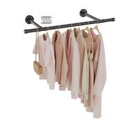 GUOHNHE Industrial Pipe Clothes Rail, Metal Garment Rack Wall Mounted, Heavy Duty Retro Wardrobe Pole, Clothing Hanger, Suitable for Bedrooms, Living rooms, 77 cm, Black, 1 Pack, SG77B-1