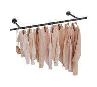 GUOHNHE Iron Pipe Clothing Rack, Industrial Wall Hanging Rail for Clothes, Space-Saving Heavy Duty Wardrobe Pole for Bedroom Storage and Home Shops, 121 cm, Black, 1 Pack, SG121B-1