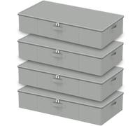 GUOHNHE Under Bed Storage Bins, Closet Containers Organizers, Foldable Basket with Zippered, for Blankets, Clothes, Comforters, 4 Pack, Grey, 80 x 40 x 15 cm, XSNY20GL-4