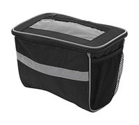 GUOHOQIX for Mountain Bike Front Bag, Durable 600D Oxford Cloth, TPU Touch Screen, Top Transparent PVC, 3 Hook Loop Fasteners, Two Side Mesh Pockets