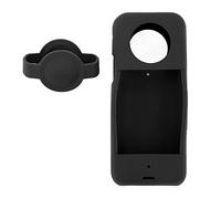 GUOHOQIX Silicone Case Lens Cap Kit Action Camera Cover Sleeve Lens Guard Accessories for Insta360 X3 (Black)