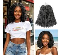 GUOHUI Super Light Crochet Hair with Butterflies 10 Inch 6 Packs Pre Slit Soft Distressed Hair for Women Kids (10 inch, 1B#)