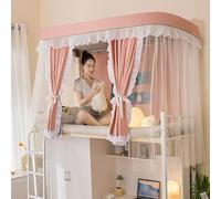 GUOIOOI Bed Canopy Double Lace Solid Color Princess Blackout Privacy Dream Tent for Low Bunk/Loft Bed,Breathable Big Space Play Tent(Pink)