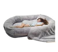 GUOIOOI Extra Large Human Dog Bed Fluffy Bed for Human-Ultimate Comfort soft Fluffy Beanbag Bed with Waterproof Washable Faux Fur for Giant Dogs and adults(Light Gray,180x132x30cm)