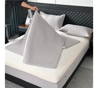 GUOIOOI Fitted Sheet Thickened 6-Sided Full Coverage Quilted Zippered Mattress Pad Cover with Deep Pocket 3 Piece Bedding Set with Two Pillowcases(Light gray,Twin XL/H:25cm)
