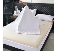 GUOIOOI Fitted Sheet Thickened 6-Sided Full Coverage Quilted Zippered Mattress Pad Cover with Deep Pocket 3 Piece Bedding Set with Two Pillowcases(White,Twin XL/H:25cm)