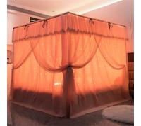 GUOIOOI Luxury Canopy Purple Queen Size,2025 New Shining Star Pattern Hollow Double Layer Canopy Bed Curtains Romantic Princess Tents Bed Valance(Light pink,King/79x87in)