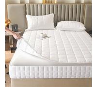 GUOIOOI Mattress Topper with Zipper 6-Sided Fully Covered Quilted Fitted Sheet Machine Washable Deep Pocket 3-Piece Bedding Set for All Seasons (with 2 Pillowcases)(White,Twin XL/H:25cm)