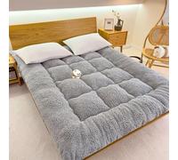 GUOIOOI Upgrade Japanese Futon Mattress,Winter Warm thickened Lambswool mattress Futons Sofa Couch Bed, Soft and Fluffy Student Dormitory Sleeping mat(Grey,180x200cm/Queen)