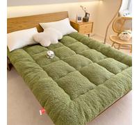 GUOIOOI Upgrade Japanese Futon Mattress,Winter Warm thickened Lambswool mattress Futons Sofa Couch Bed, Soft and Fluffy Student Dormitory Sleeping mat(Green,120x200cm/Twin XL)