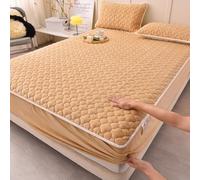 GUOIOOI Velvet Fitted Sheet Queen Size 2026 Winter Warm Cozy Ultra Soft Plush Fluffy Quilted Sheets Cover with 12" Extra Deep Pocket Bedding 3-piece set(with pillowcase)(Yellow,Twin XL/47x79in)