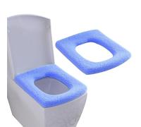 Guojanfon Bathroom Soft Thicker Warmer Stretchable Washable Cloth Toilet Seat Cover Pads, 3PCS (Blue/XL Size)
