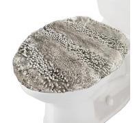 Guojanfon Chenille Microfiber Bathroom Toilet Lid Cover, Machine Washable Seat Covers, 22.8 x 19.7'', Stays in Place Rubber Backing, Fits Most Round, Elongated and Oblong Lids, Accessories Decor, Grey