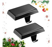 Guojanfon Christmas Stocking Holder Bases - Mantel Stocking Hangers Hanging Hooks for Fireplace Stand Hanger Holder Weighted Hangers for Xmas Holiday Decoration (2 Black, 2)