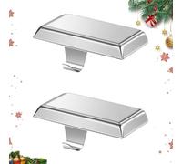 Guojanfon Christmas Stocking Holders Mantel Stocking Hangers Metal Hanging Hooks Stocking Holders Bases for Fireplace Free Standing Christmas Xmas Party Decoration (Silver)