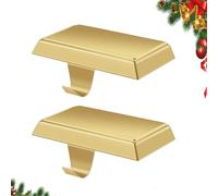 Guojanfon Christmas Stocking Holders Mantel Stocking Hangers Metal Hanging Hooks Stocking Holders Bases for Fireplace Free Standing Christmas Xmas Party Decoration (Gold)
