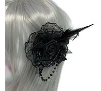 Guojiang Fascinator Rosette Clip For Women Flapper Headpiece Accessories For Cosplay Party Delicate Feathered Clip