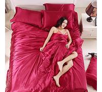 GUOJM 4 Piece Bedding Set,Four sets of silk satin bedding new natural mulberry silk bedding sets duvet cover set bedclothes bed sheet queen size-Color-04-Twin