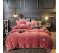 GUOJM Bed sheet set queen,Thick milk velvet four-piece winter coral velvet bed sheet double-sided plus velvet duvet cover flannel bedding-rose_1.5m/1.8m bed