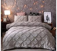 GUOJM Bed sheet set, silk feel pulled flower solid color duvet cover, queen full double pillowcase quilt cover set bedding set