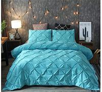 GUOJM Bed sheet set, silk feel pulled flower solid color duvet cover, queen full double pillowcase quilt cover set bedding set