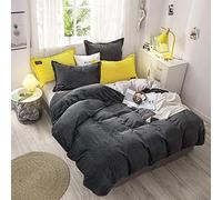 GUOJM Bedding 4 piece bed sheet set,Corduroy Bedding Cover Thickening Warm Solid Duvet Cover Home Textiles Fluffy Double Striped Flannel Quilt Cover Soft Touching-Light Grey_EUR135X200CM