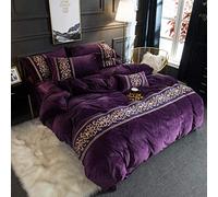 GUOJM Bedding 4 piece bed sheet set,thick and Warm crystal velvet four-piece velvet bedding-purple_1.5-1.8 meters