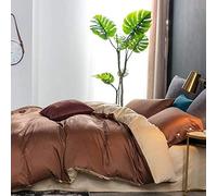 GUOJM bedding sets king,Gold 2sides Reversible Comforter Cover with button Silky Soft Egyptian Cotton Bedding Set Duvet Cover Fitted Bed sheet-Color 1-Queen size 4Pcs