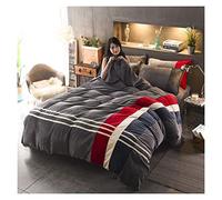 GUOJM Duvet Cover Set Winter Milk Velvet Coral Four Piece Set Thickened Flannel Double Side Bed Sheet Flannel Crystal Velvet Quilt Cover Bring Excellent Sleep Comforter Cover (Color : 7, Size : Ki