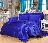 GUOJM Duvet Sets Double,Satin Silk Bedding Sets Duvet Cover Flat Fitted Sheet Twin Full Queen 4pcs linen set Black 100% Gold-03-Twin Flat 3pcs