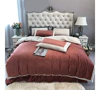 GUOJM Embossed Velvet Bedding Set Coral Fleece 4 Piece Bed Sets Soft Warm Patchwork Solid Color Duvet Cover Sheet(C diameter200cm(79inch))