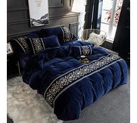 GUOJM Flannel Soft Duvet Cover,thick and Warm crystal velvet four-piece velvet bedding-blue_1.5-1.8 meters