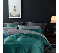 GUOJM Homehold Sheets Set,Gold 2sides Reversible Comforter Cover with button Silky Soft Egyptian Cotton Bedding Set Duvet Cover Fitted Bed sheet-Color 5-Queen size 4Pcs
