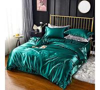 GUOJM Homehold Sheets Set,Satin Silk Bedding Sets Duvet Cover Flat Fitted Sheet Twin Full Queen 4pcs linen set Black 100% Gold-15th-Queen Flat 4pcs