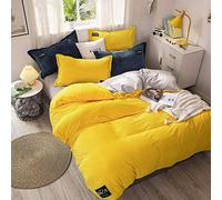 GUOJM Winter bedding set,Corduroy Bedding Cover Thickening Warm Solid Duvet Cover Home Textiles Fluffy Double Striped Flannel Quilt Cover Soft Touching-Yellow_EUR250X220CM