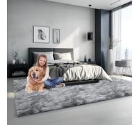 GUOJUN Bedroom Rug 60 x 60 cm Shaggy Anti-Skid Non-Shed Modern Shaggy Soft Floor Carpet Mat for Living Room, Bedroom, Light Grey