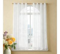 GUOJUN Eyelet Curtains 150 x 195 cm UV Protected, with Eyelets, Light Filtering Net Curtain Plain for Bedroom Living Room, White